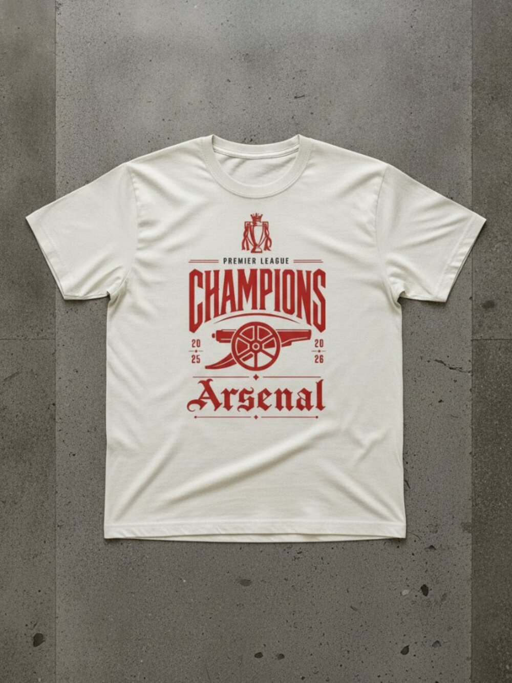 Arsenal Premier League Champions 2025-26 Vintage Cannon Graphic T-Shirt